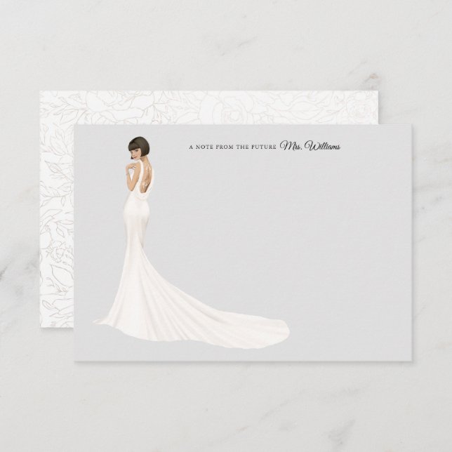 Bride in Gown Bridal Shower Thank You Card (Front/Back)