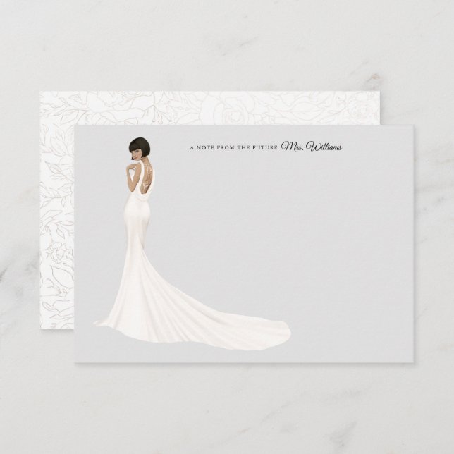 Bride in Gown Bridal Shower Thank You Card (Front/Back)
