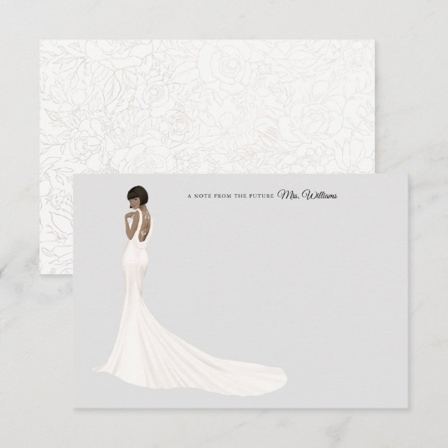 Bride in Gown Bridal Shower Thank You Card (Front/Back)