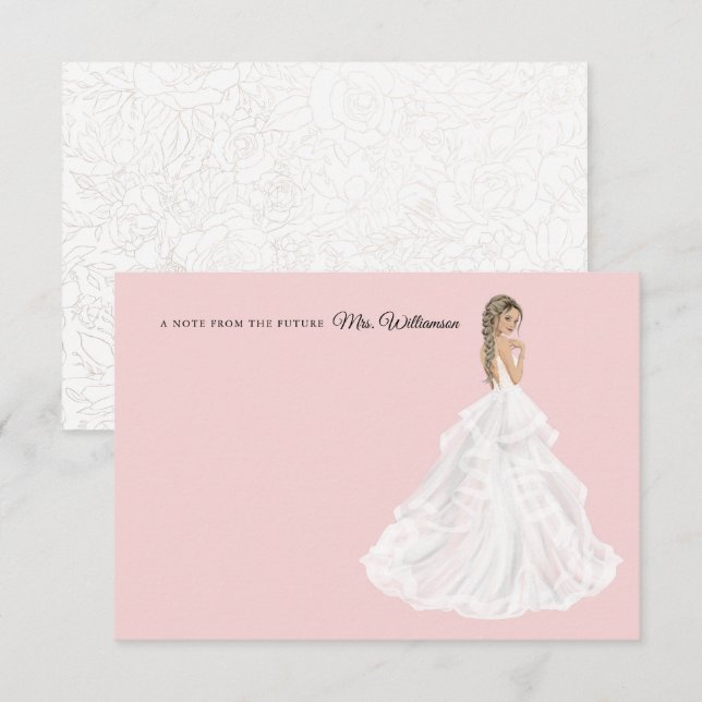 Bride in Gown Bridal Shower Thank You Card (Front/Back)