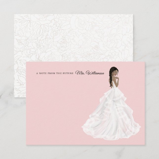 Bride in Gown Bridal Shower Thank You Card (Front/Back)