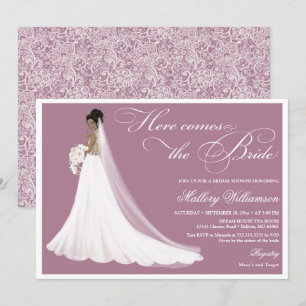 Bride in Lace Wedding Gown Bridal Shower Invitation