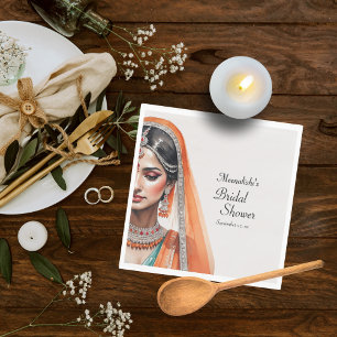 Bride In Lehenga Choli Ethnic Indian Bridal Shower Napkin