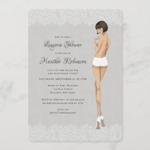 Bride in Panties Lacy Lingerie Shower Invitation