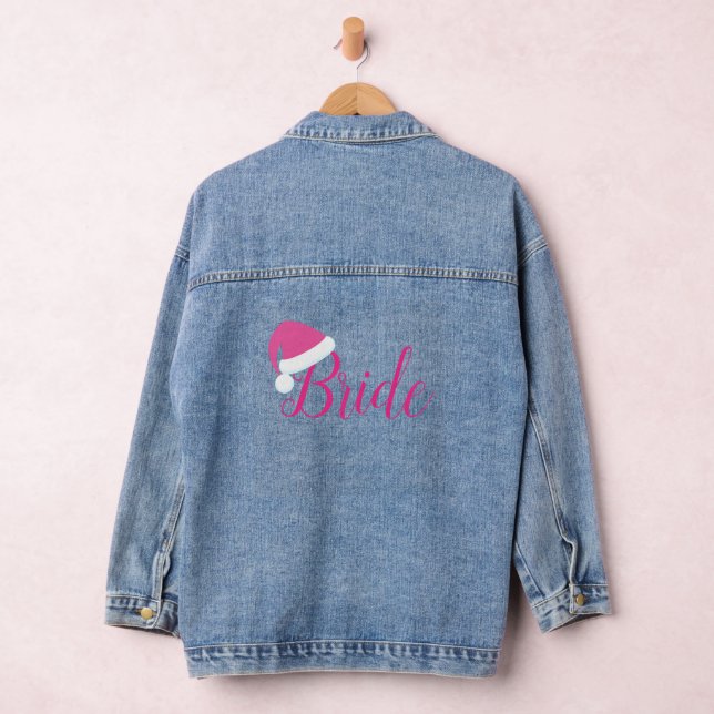 Bride in Pink Santa Hat Denim Jacket (Hangar)