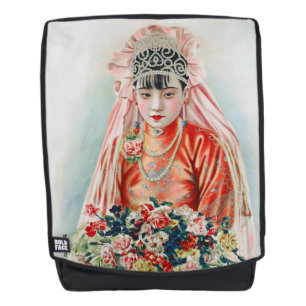 Bride in Red at Chinese Wedding in Shanghai Backpack