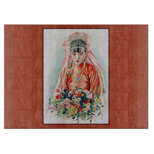 Bride in Red at Chinese Wedding in Shanghai Cutting Board (Front)