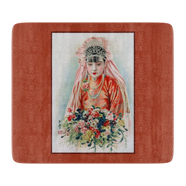 Bride in Red at Chinese Wedding in Shanghai Cutting Board (Front)