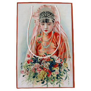 Bride in Red at Chinese Wedding in Shanghai Medium Gift Bag