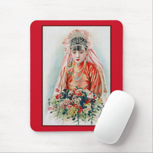 Bride in Red at Chinese Wedding in Shanghai Mouse Pad