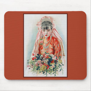 Bride in Red at Chinese Wedding in Shanghai Mouse Pad