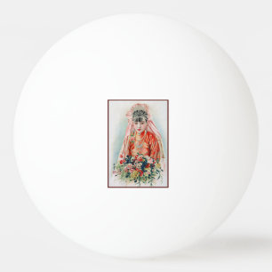 Bride in Red at Chinese Wedding in Shanghai Ping Pong Ball