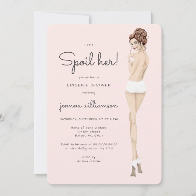 Bride in Underwear Lace Lingerie Bridal Shower Invitation (Front)