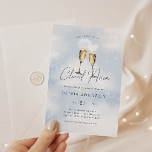 Bride Is On Cloud 9 Bridal Brunch Champagne Invitation