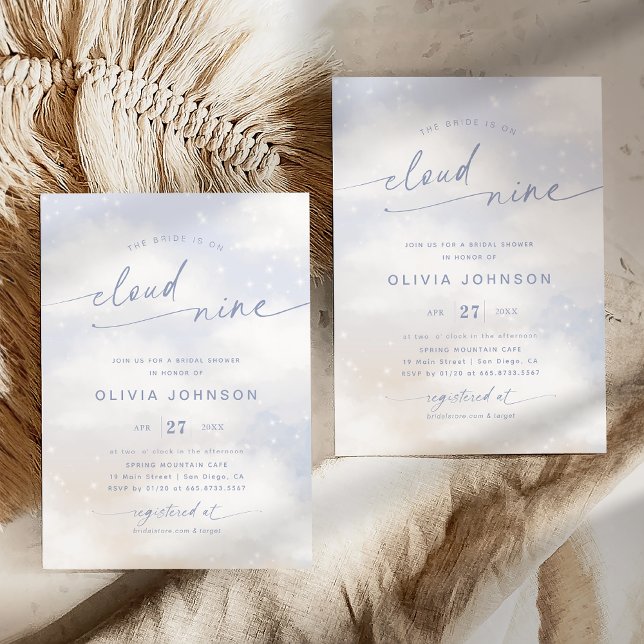Bride Is On Cloud 9 Dreamy Clouds Bridal Shower  Invitation (Creator Uploaded)