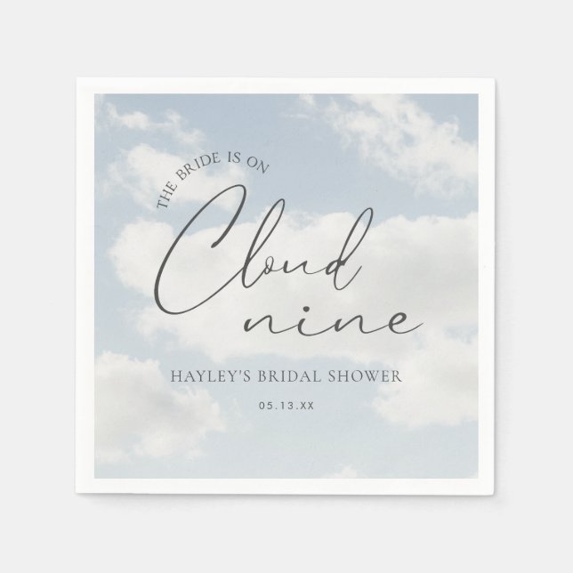 Bride Is On Cloud Nine Bridal Shower Napkin (Front)