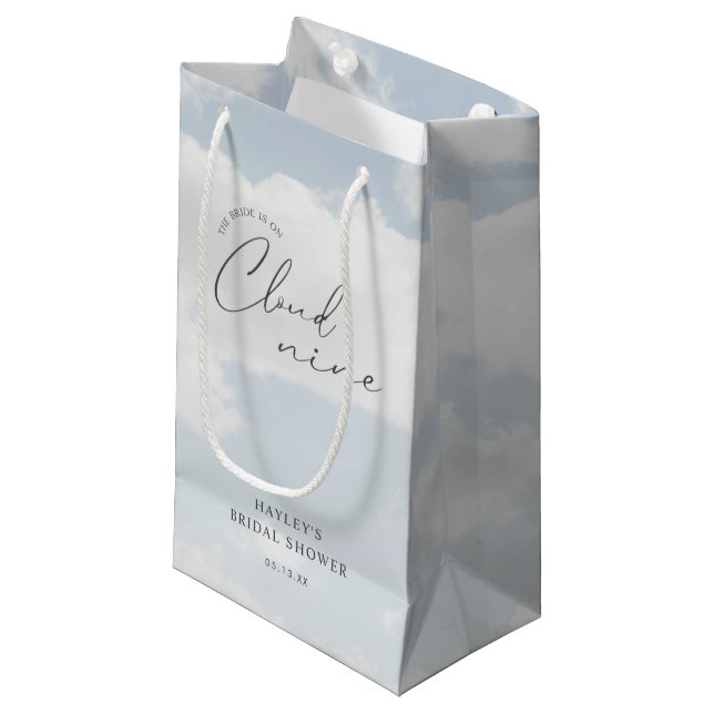Bride Is On Cloud Nine Bridal Shower  Small Gift Bag (Front Angled)