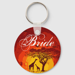 Bride Key Chain African Safari Giraffe Sunse