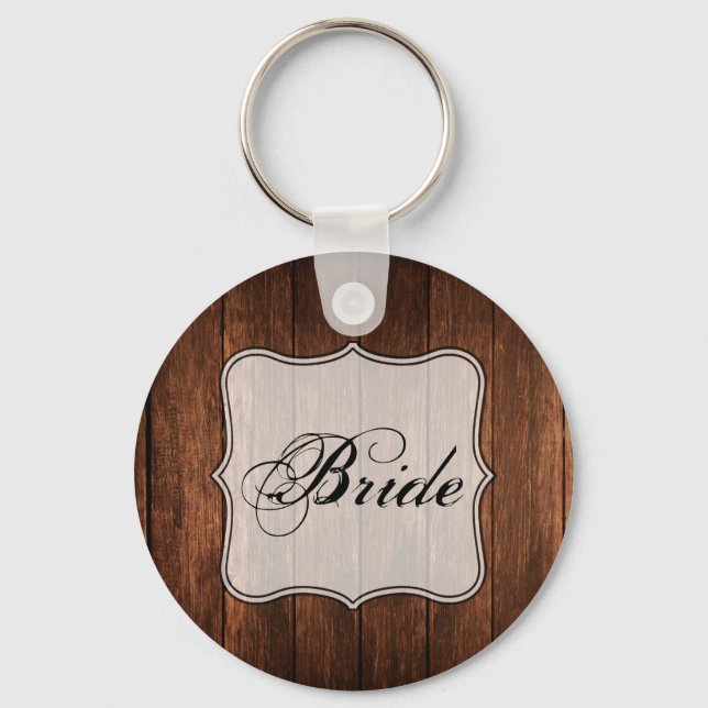 Bride Key Chain Barn Wood Country Rustic (Front)