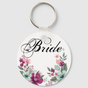 Bride Key Chain Tropical Flower on White
