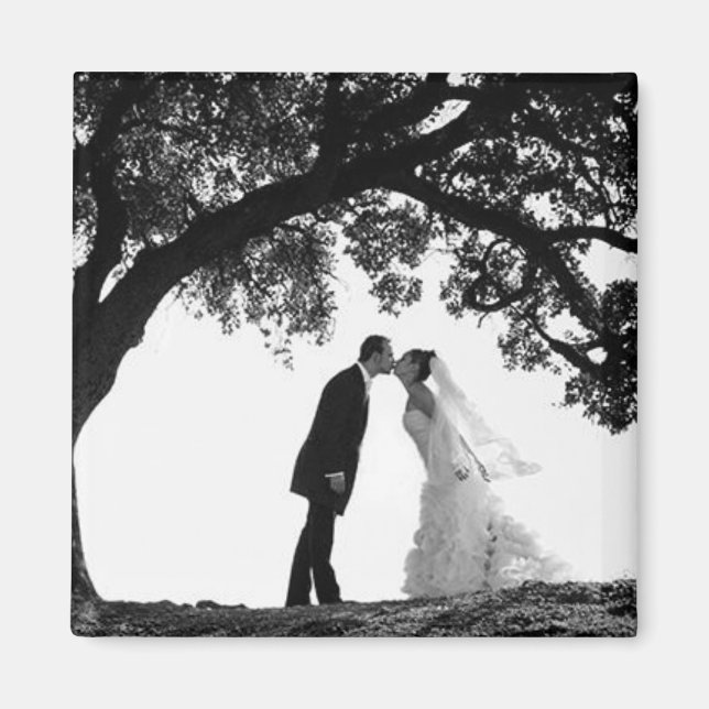 Bride Kiss under Oak Magnet (Front)