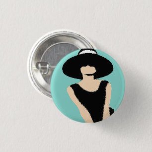 BRIDE & Lady And Hat Bridal Shower Party Favour 1 Inch Round Button