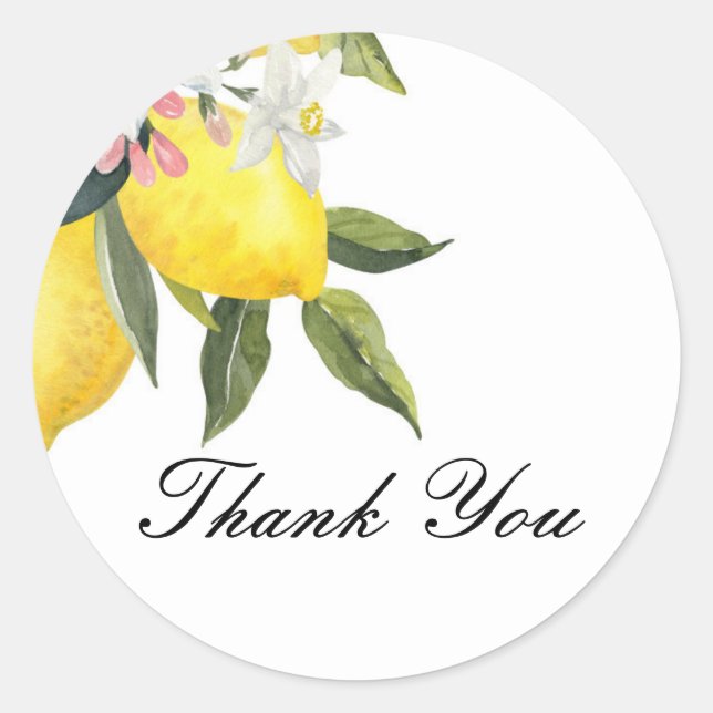 BRIDE LEMONS THANK YOU CLASSIC ROUND STICKER (Front)