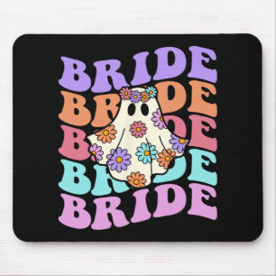 Bride Let's Go Ghouls Floral Ghost Halloween Party Mouse Pad