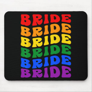 Bride Lgbt Groovy Rainbow Flag Bachelorette Party Mouse Pad