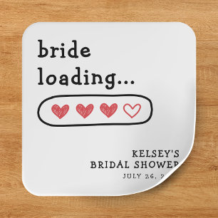 Bride Loading Hearts Bridal Shower Square Sticker
