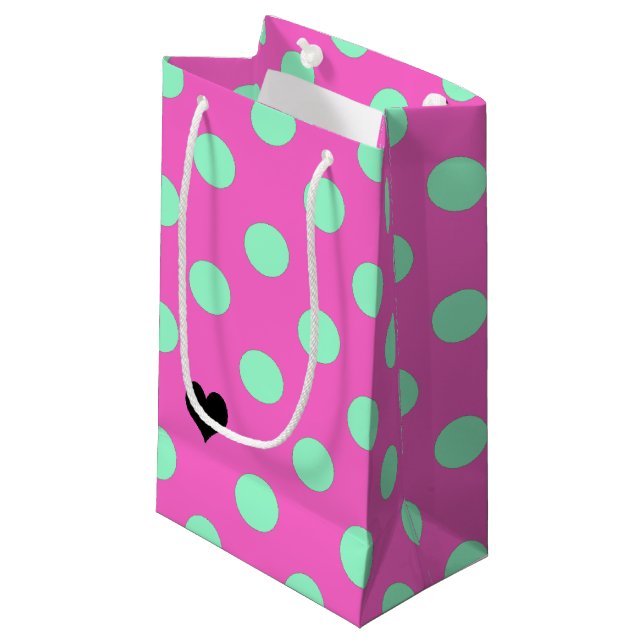 BRIDE Love & Polka Dots Bridal Shower Party Small Gift Bag (Front Angled)
