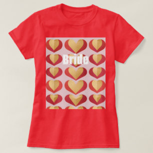 Bride Luxe Gold Red Hearts Red T-Shirt