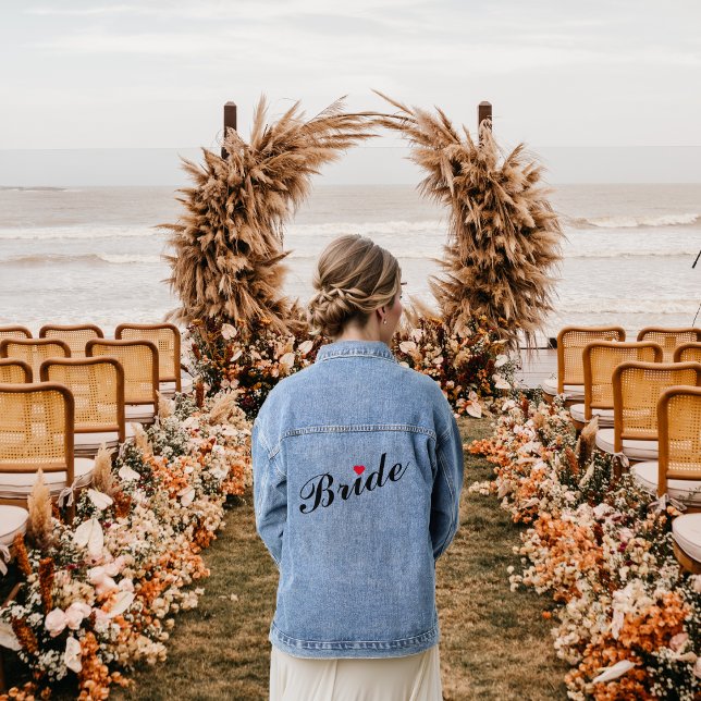 Bride Mariage de la Bachelorette Party Red Heart (Bride Bridal Wedding Bachelorette Party Red Heart Denim Jacket)