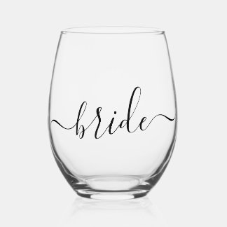 Bride Minimalist Stemless Wine Glass