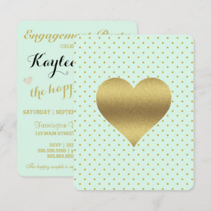 BRIDE Mint And Gold Heart Polka Dot Shower Party Invitation