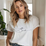 Bride Modern Elegant Script Typography Wedding T-Shirt<br><div class="desc">Bride Modern Elegant Script Typography Wedding T-Shirt features the simple text "Bride" in an elegant modern black calligraphy script typography. Perfect for the bride for a bridal shower or wedding day. Designed by Evco Studio www.zazzle.com/store/evcostudio</div>