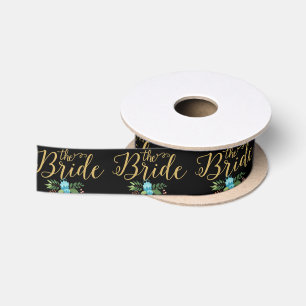 Bride Modern typography floral accent Satin Ribbon