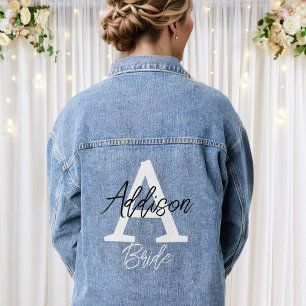 Bride Monogram Initial and Name Personalized Denim Jacket