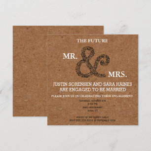 BRIDE Mr & Mrs Rustic Wedding Bridal Shower Party Invitation