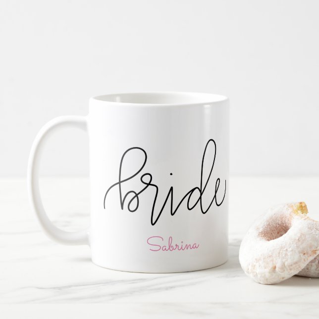 Bride Mug - Customizable Lettering Design (With Donut)