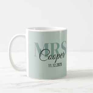Bride Name With Wedding Date Bay Pepper Color Text Coffee Mug