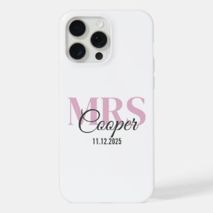 Bride Name With Wedding Date Crimson Light Pink iP iPhone 15 Pro Max Case
