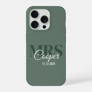 Bride Name With Wedding Date Ivory Color Text  iPhone 15 Pro Case
