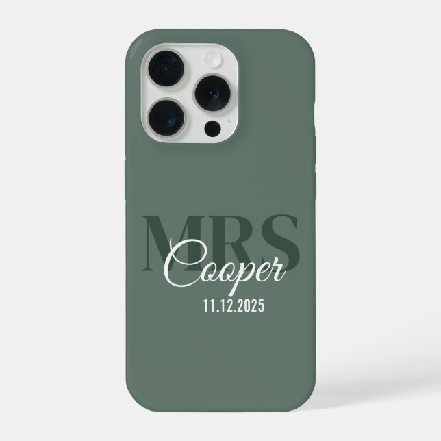 Bride Name With Wedding Date Ivory Colour Text  iPhone Case (Back)