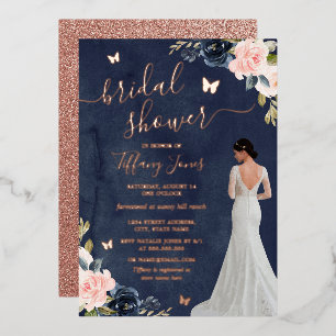 Bride Navy Rose Gold Floral Bridal Shower 