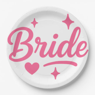 Bride Neon Pink Paper Plate