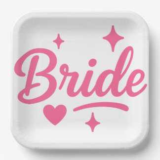 Bride Neon Pink Paper Plate