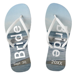 Bride Ocean Waves Beach Sand Flip Flops