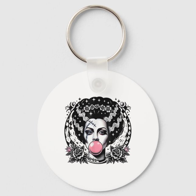 Bride Of Frankenstein Bubblegum Monster Halloween  Keychain (Front)