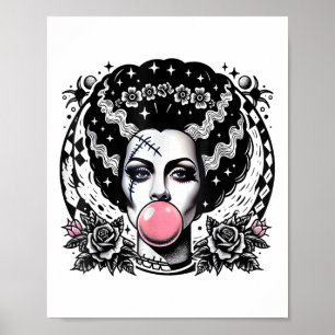 Bride Of Frankenstein Bubblegum Monster Halloween  Poster